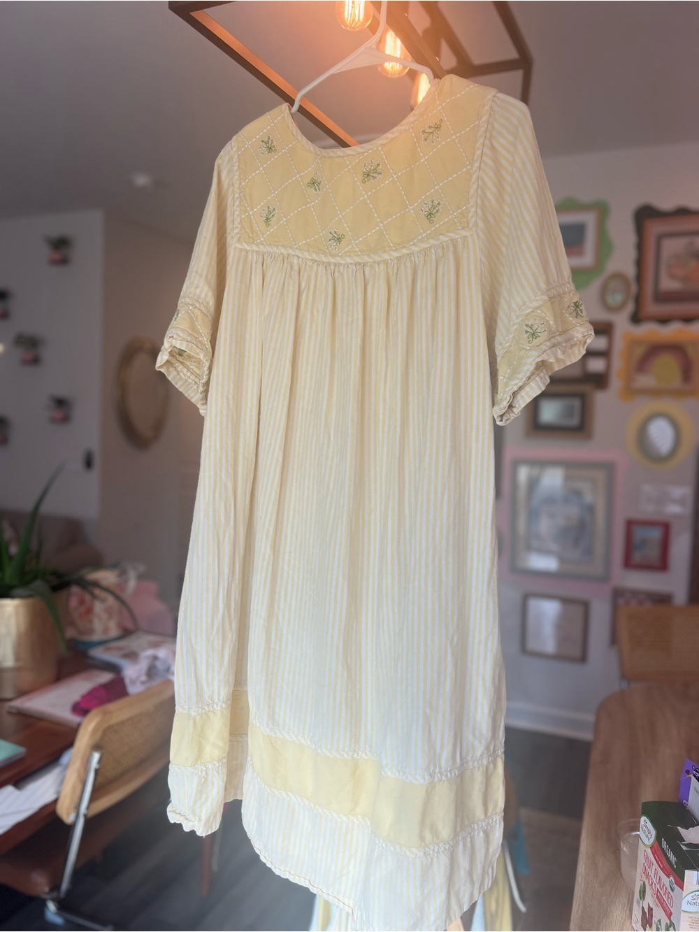 Bechamel Pale Yellow Embroidered Top
